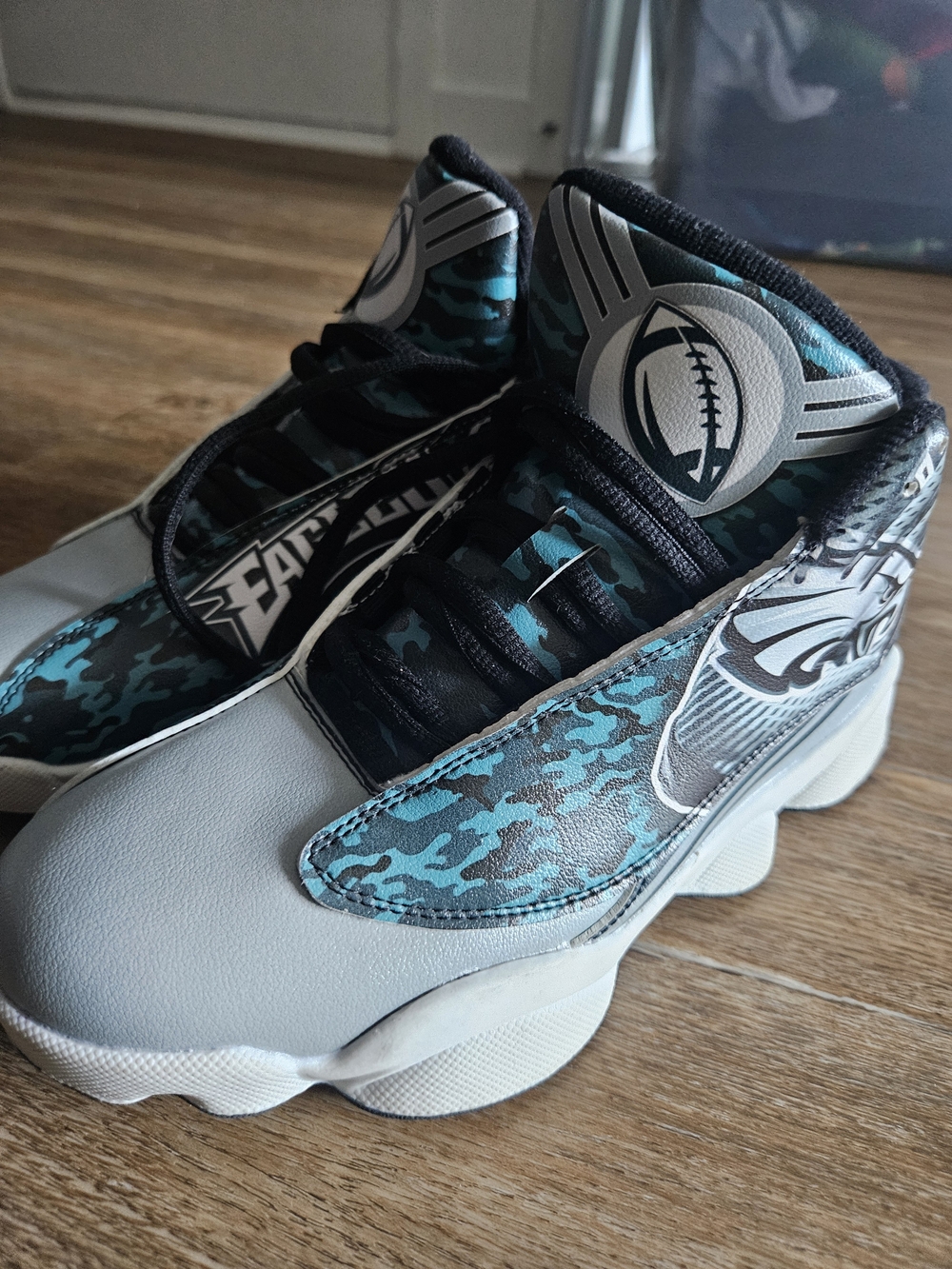 Jordan Kids' High-Top Sneakers in Teal, Black, White